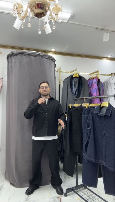 Мъжки италиански дънкови Baggy стил-сетове яке тип риза с панталон