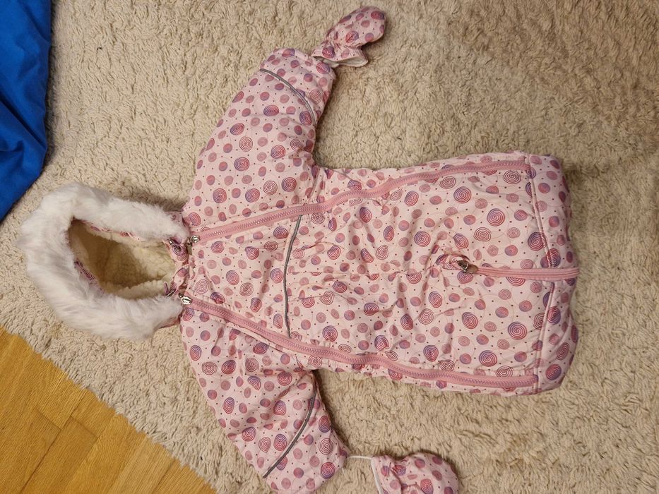 Combinezon 2 în 1 sac lână naturală 3-12 luni  salopeta iarna