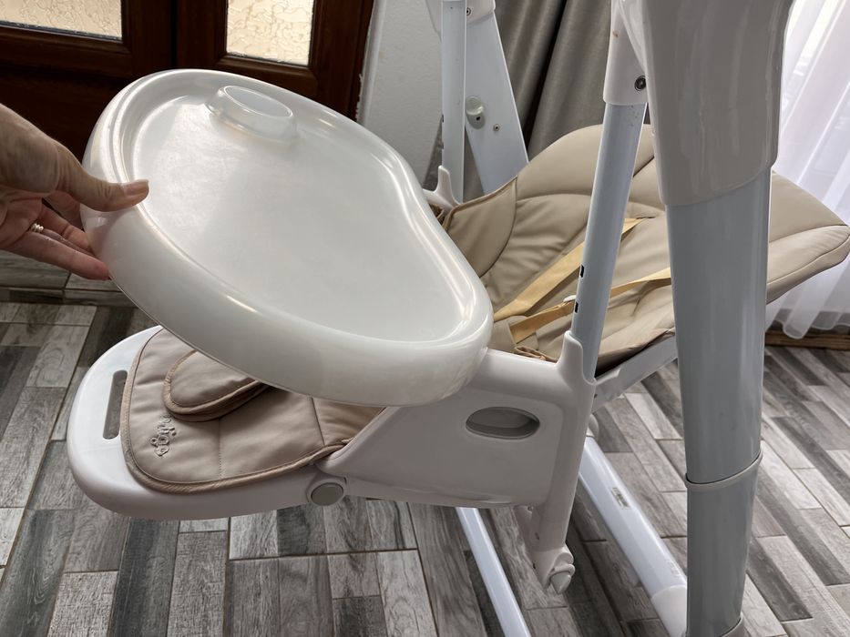 Scaun  de  masa si leaganCaretero, Indigo, scaun inalt si leagan 2in1