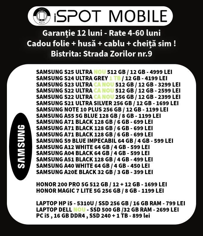  Magazin*Telefoane cu Garantie 12 luni - RATE ONLINE #iSpotMobile