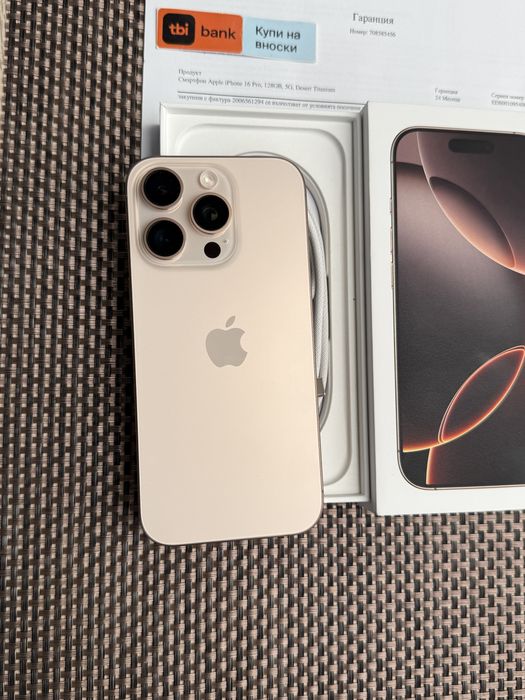 КАТО НОВ!/*ЛИЗИНГ*/ iPhone 16 Pro 128Gb Desert Titanium 24М гаранция