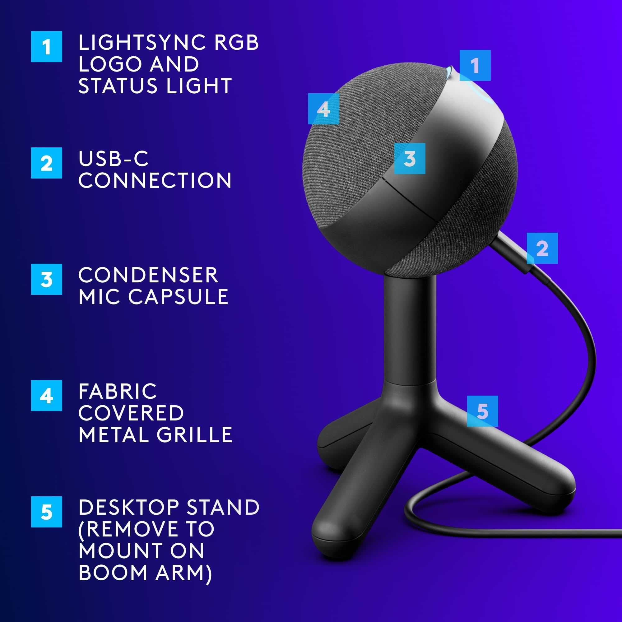Logitech Yeti Orb геймърски микрофон – Чисто нов, неотварян
