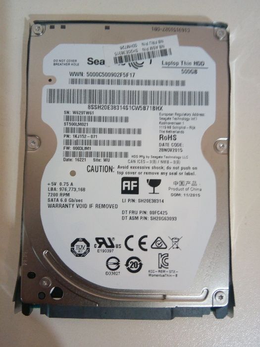 Hard Disk Laptop Seagate , 500GB, 7200 rpm, 2,5' SATA III 45 lei