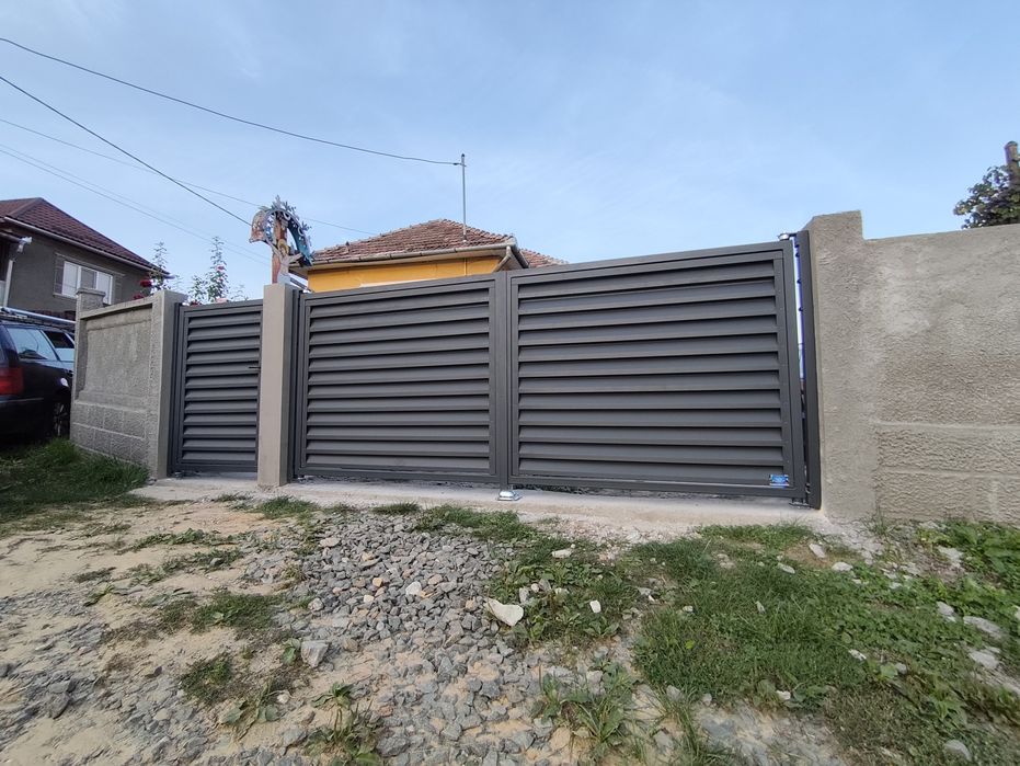 Porți si Garduri Metalice - Gri Antracit, Gri Perla , Maro , Stejar