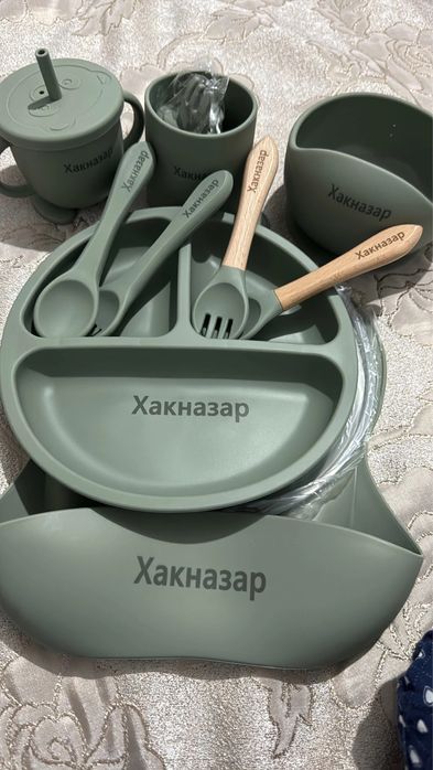 Детская силиконовая посуда/ Силиконовый набор посуды для детей