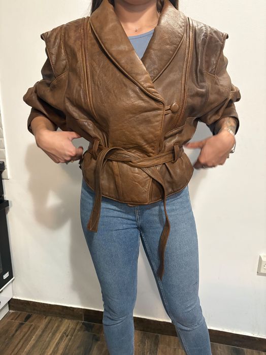 Geaca piele superba Angelone din ani 80