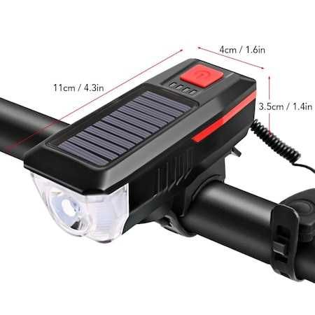 Far lampa cu panou solar pentru bicicleta / trotineta, claxon