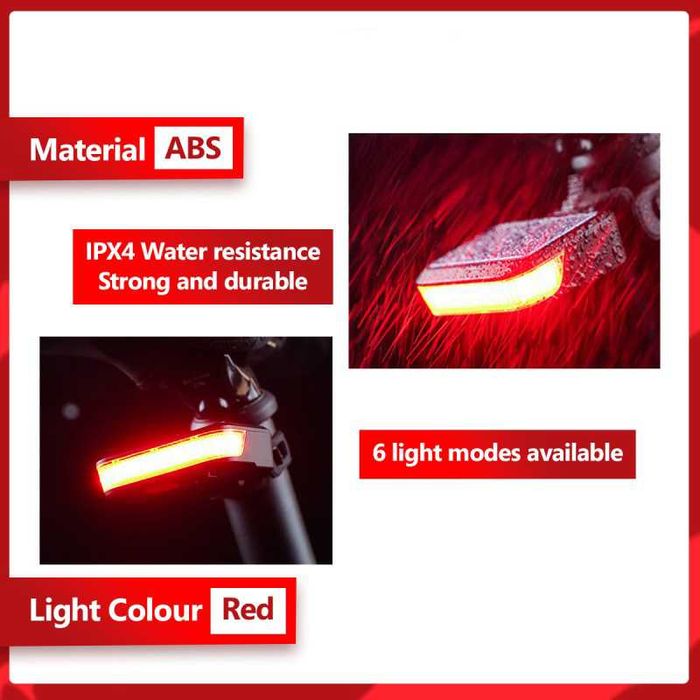 Комбинирана светлина за велосипед 2 в 1, Фар, Стоп, Соларно зареждане