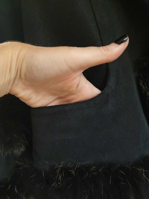 Cojoc blana naturala cu guler vulpe argintie