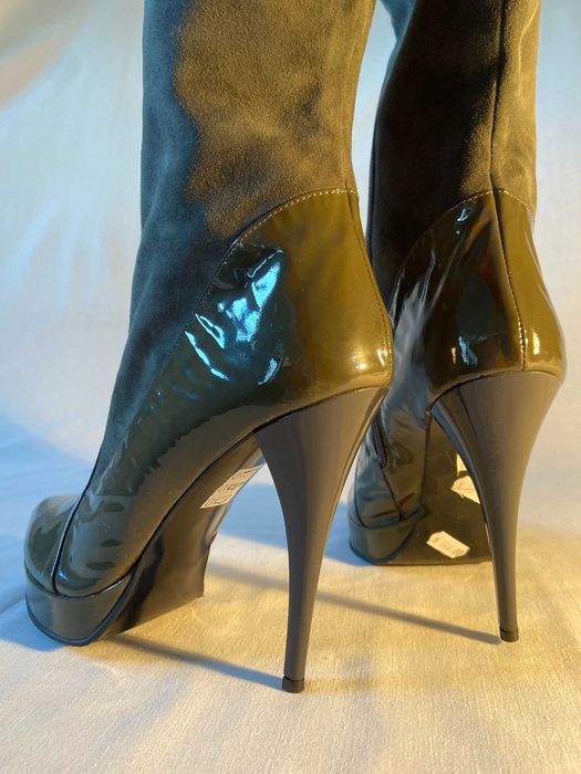 Ghete Prialpas Gomma din piele intoarsa si lac, NEPURTATE, marimea 40