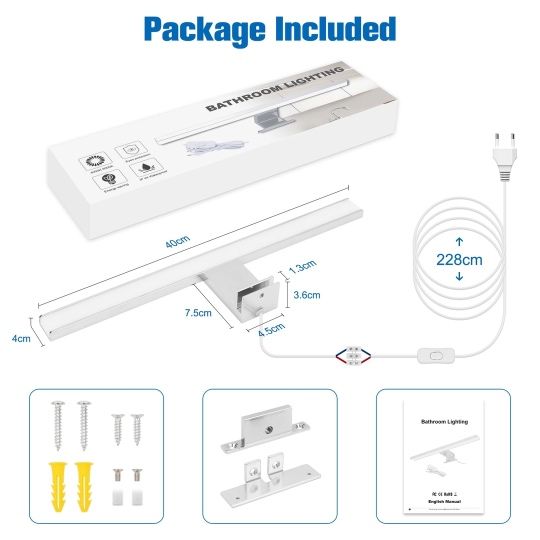 Lampă LED baie, alb/crom