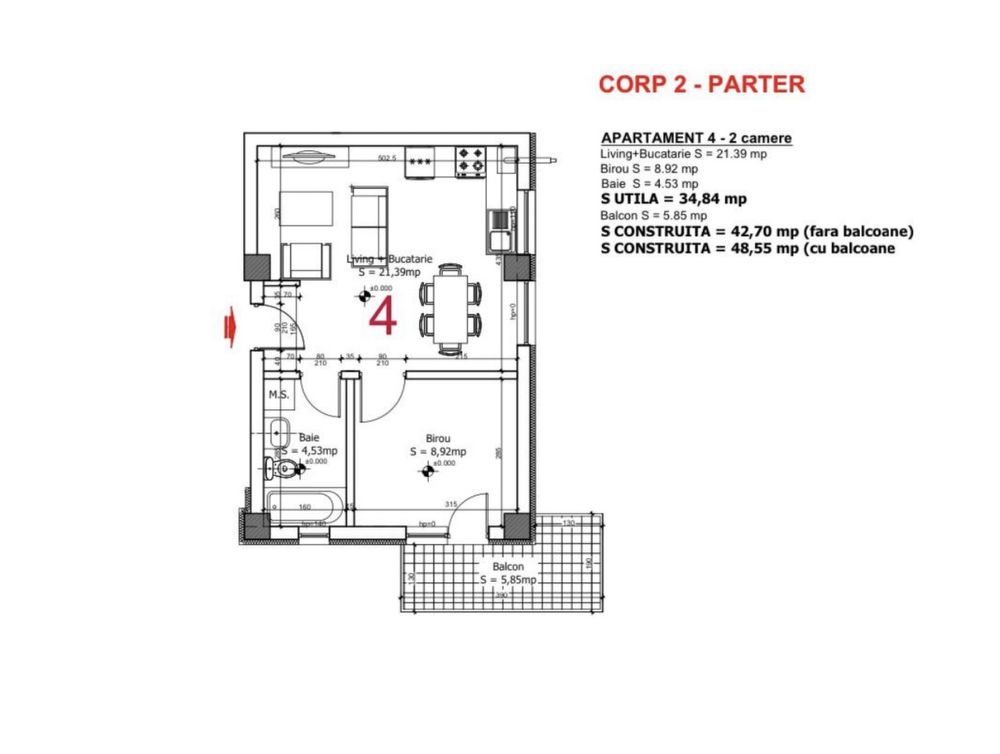 Apartament 2 camere Otopeni - str 23 August