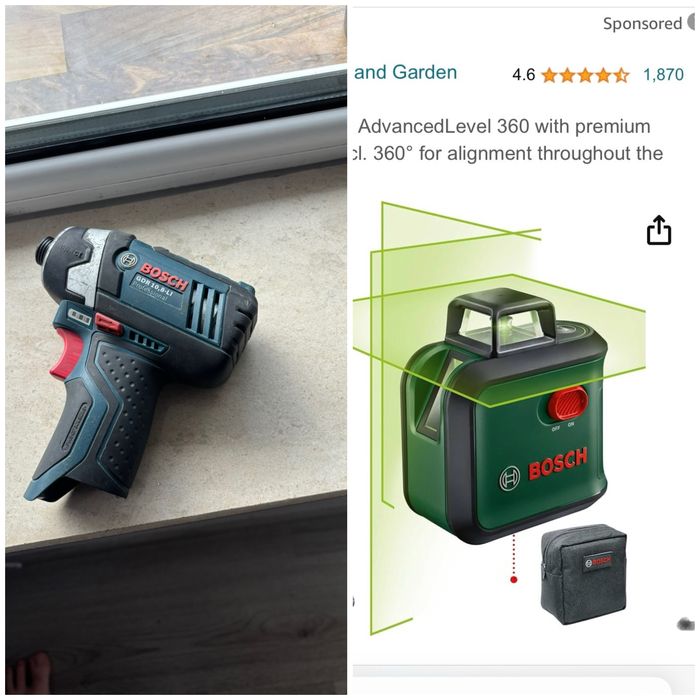 Impact бош bosch 12v импакт ударен лазерен нивелир