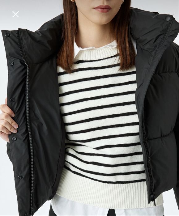 Koton дамско зимно черно късо яке с качулка