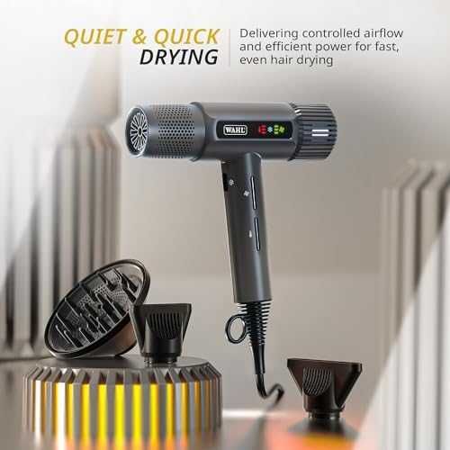 Нов Тих мощен сешоар Wahl Vanquish с 3 накрайника и памет функция коса