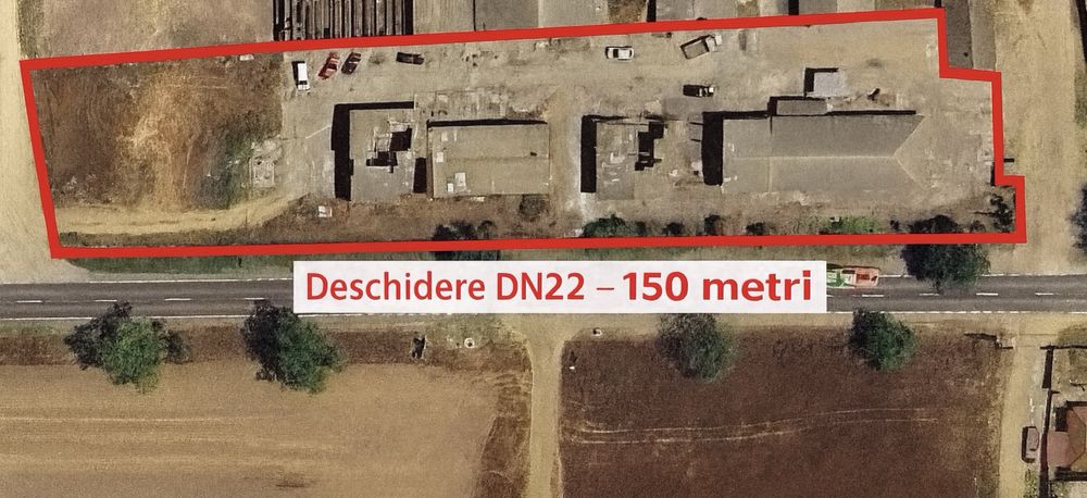 Teren 5000 mp DN22 cu clădiri 800mp + platformă betonată 2700 mp