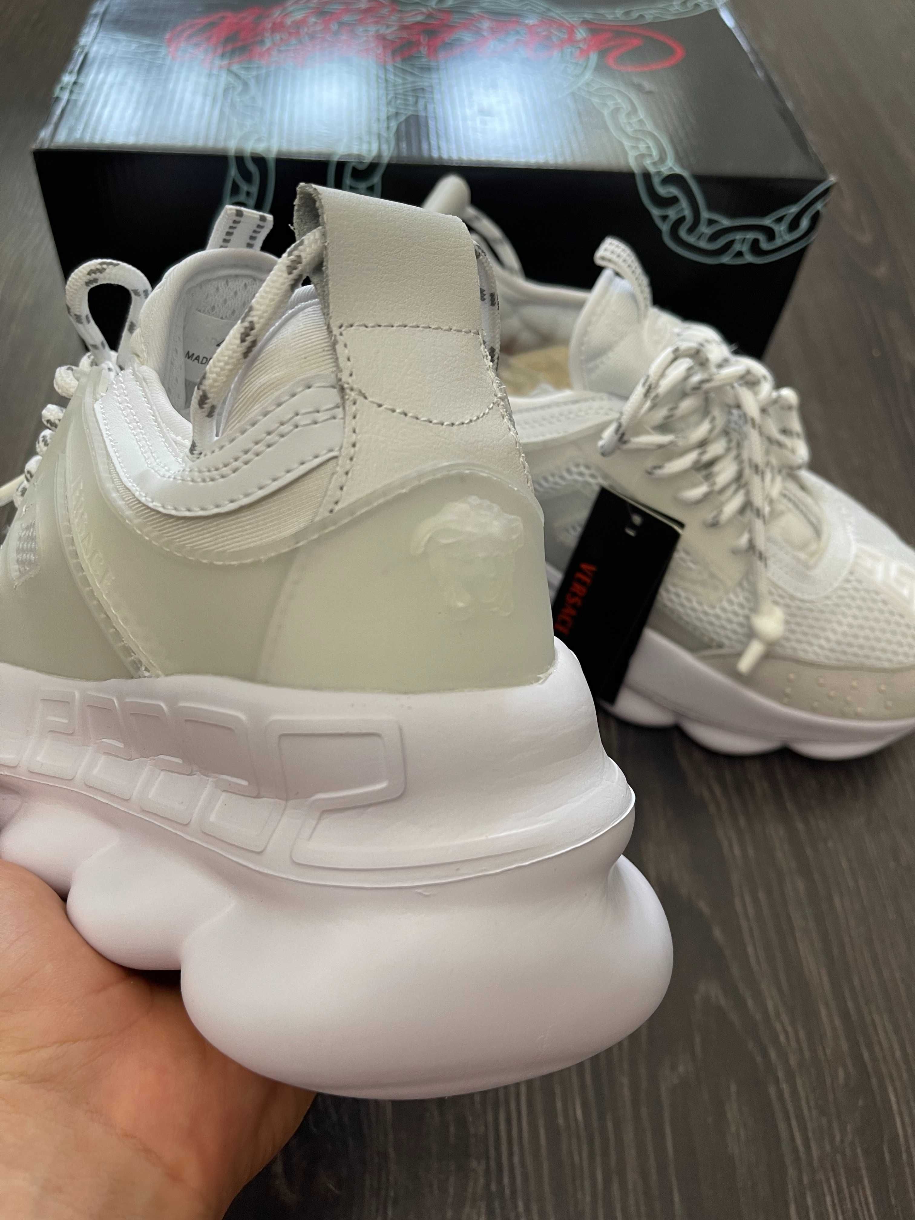 Adidasi Versace Chain Reaction White l Produs NOU Premium din Piele