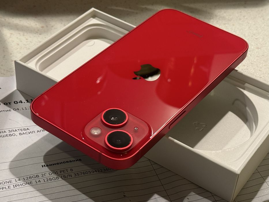 iPhone 14 Red 128GB – Перфектен, Гаранция 1г., 94% Батерия!