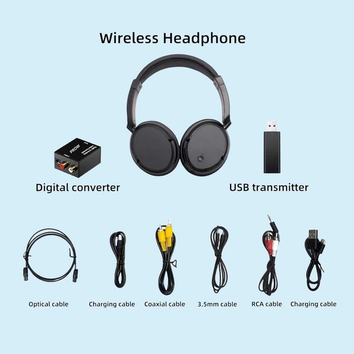 PROW Безжични слушалки с адаптер за телевизор, Bluetooth 5.3