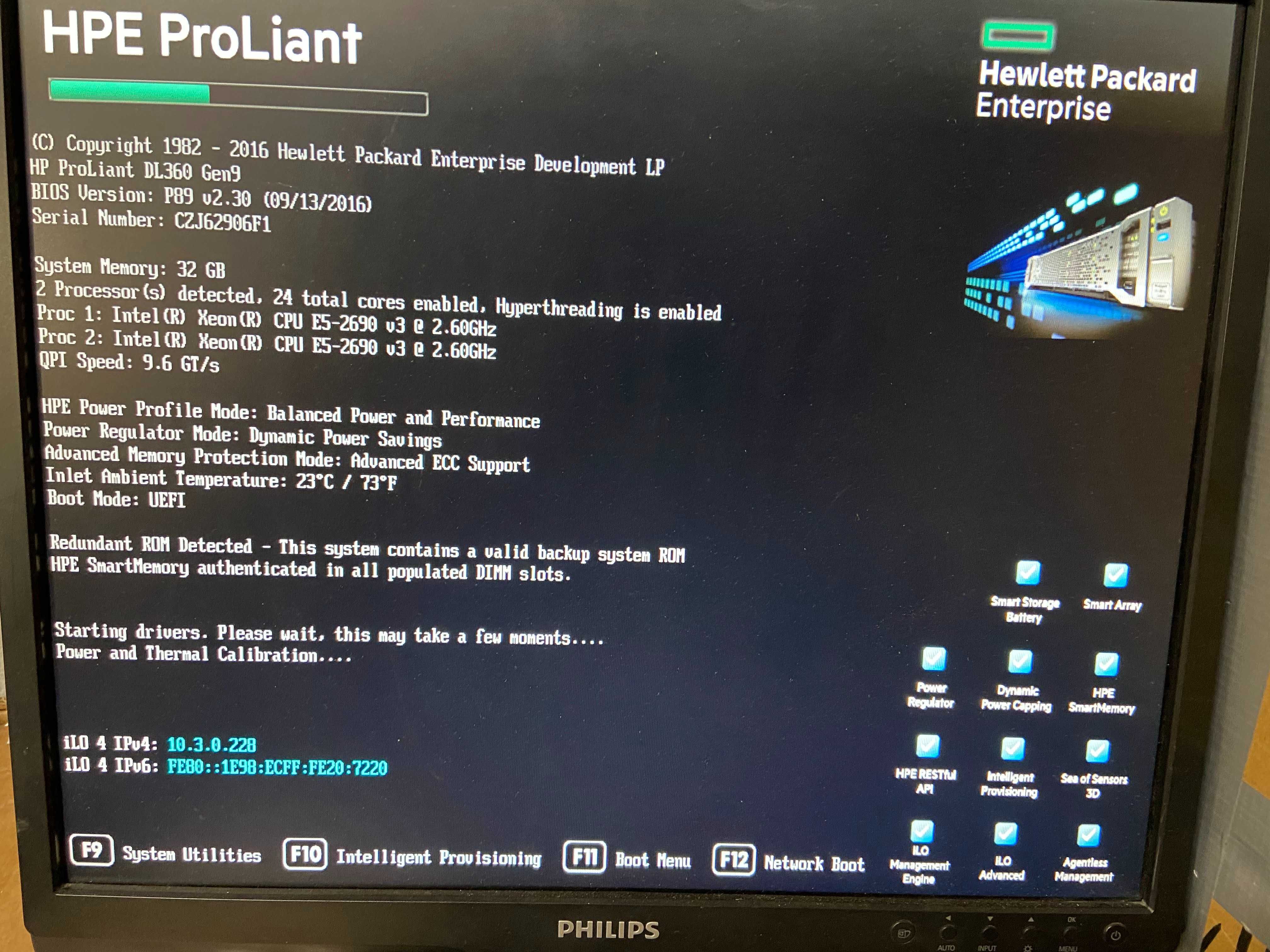 HPE DL360 Gen9 2* Xeon E5-2690 v3, 32GB DDR4, 10*SFF сървър G9