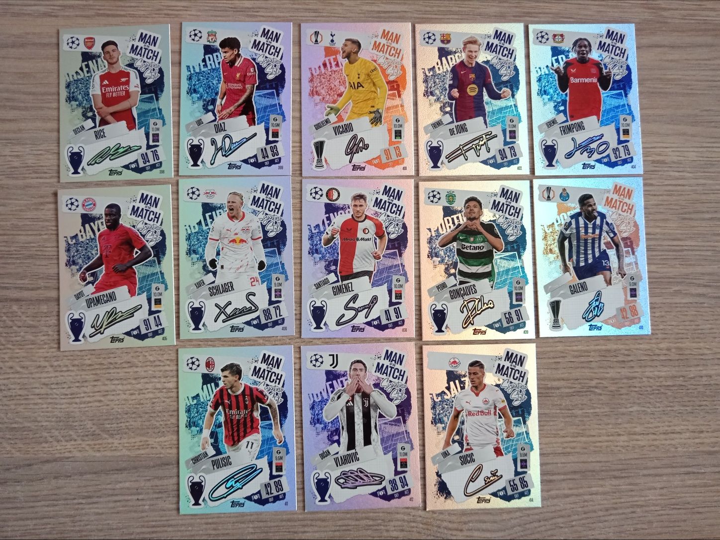 13 бр Карти Match attax Man of the Match