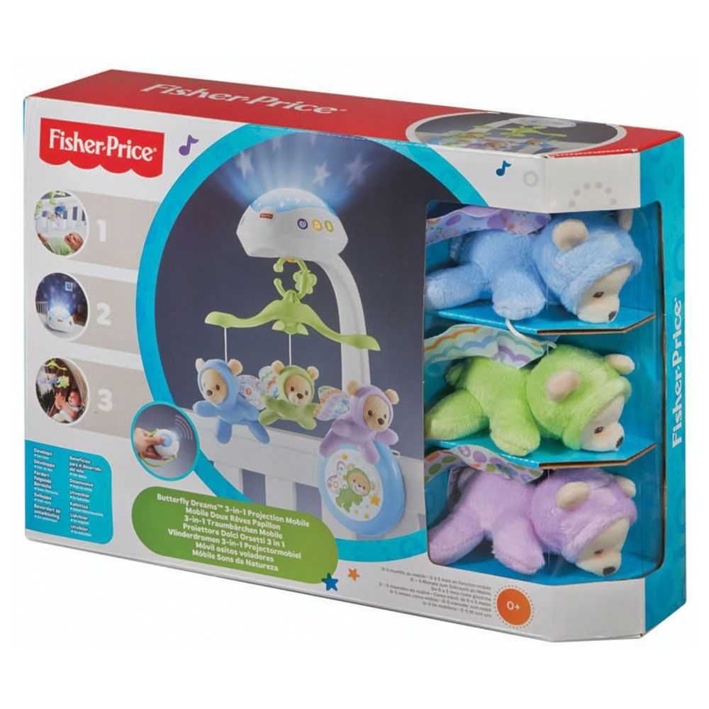 Плюшено мече 50 см., Fisher Price Музикална въртележка - проектор 3 в1
