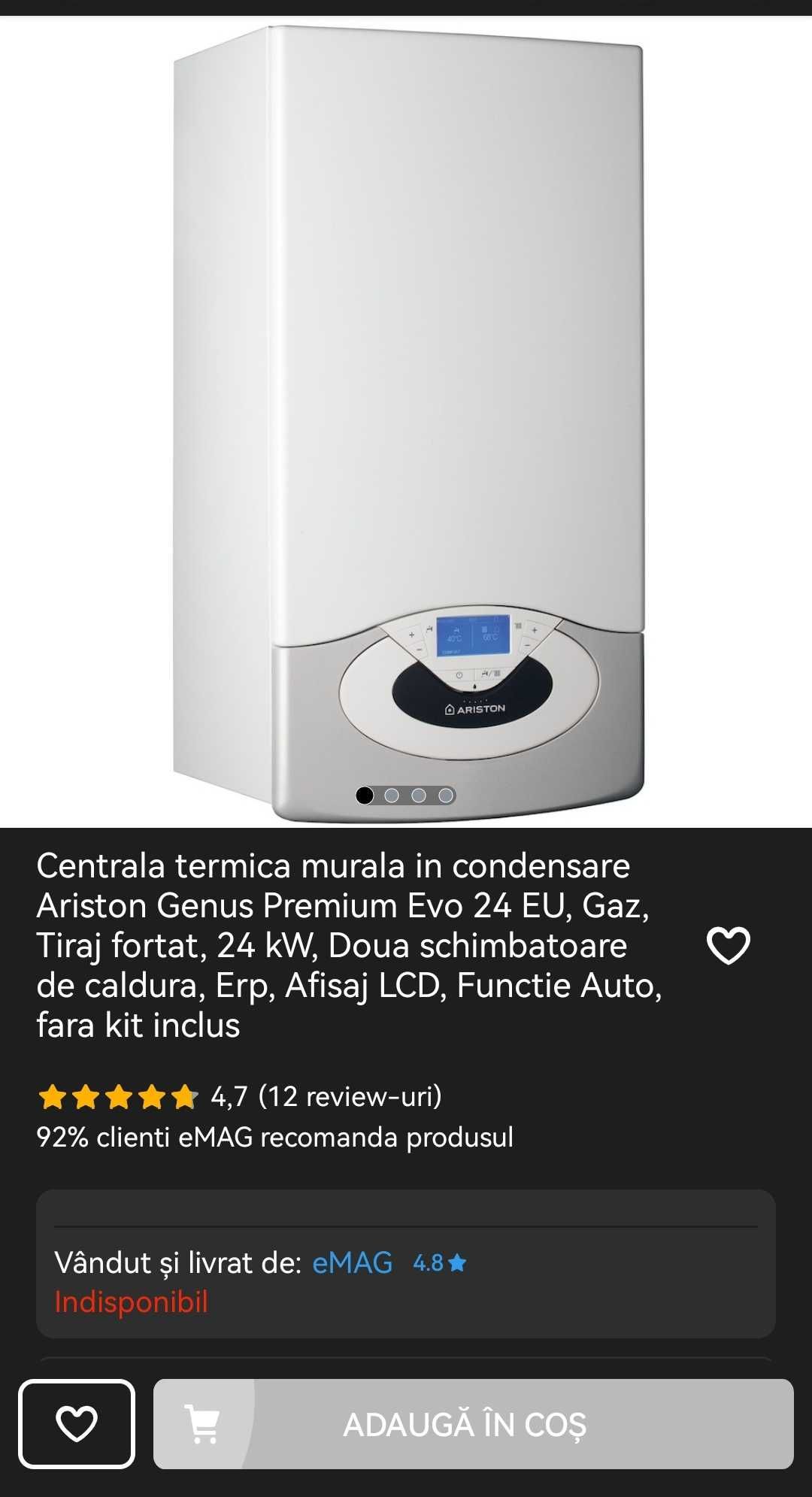 Centrala termica Ariston in condensare