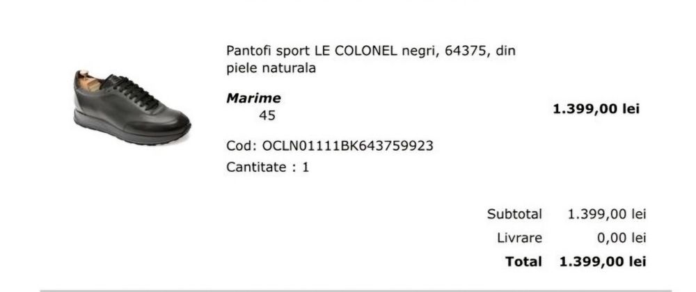 Pantofi piele naturală ultrafină "LE COLONEL"