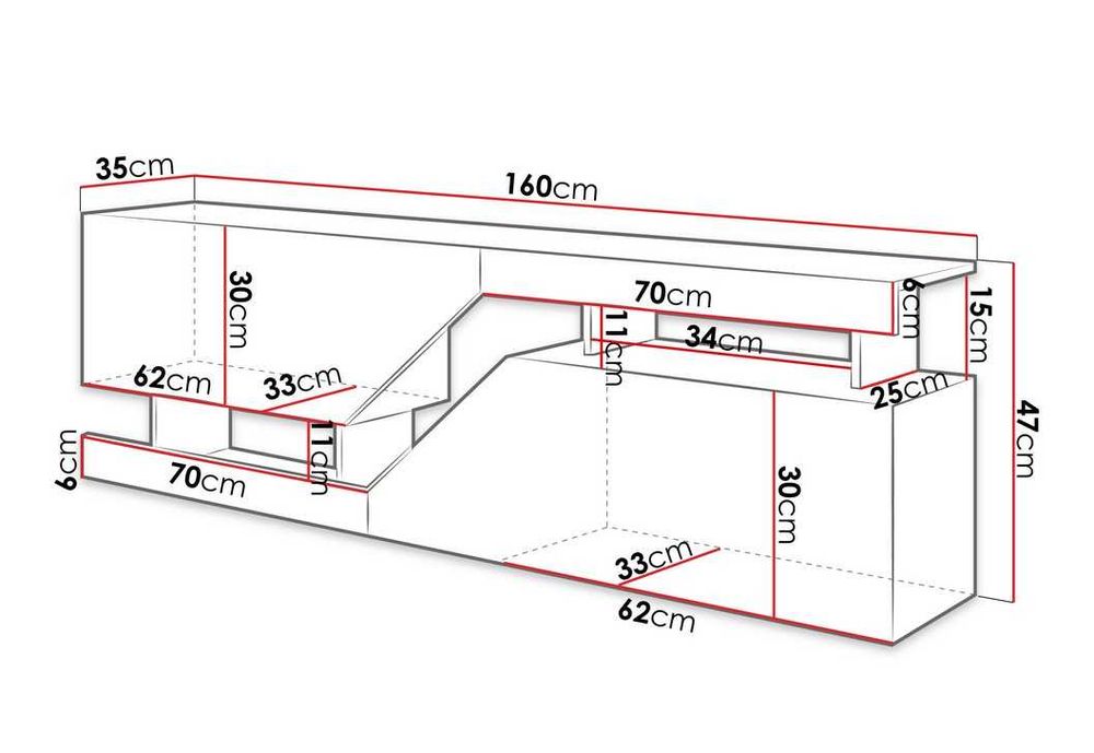 Comoda TV gri antracit/stejar wotan
