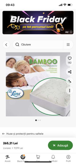 Husa impermebila pentru pat 180x200x35 cm