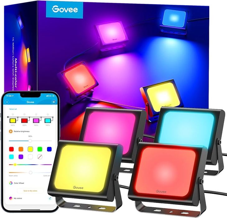 WiFi RGBICWW LED Външни Прожектори Govee Flood Lights – 4бр Комплект