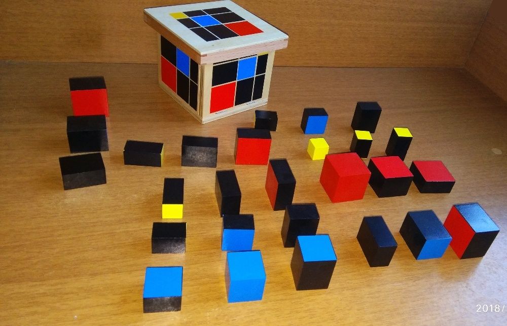 Montessori Trinomial Cube Монтесори Триномно Сензорно Кубче дървен