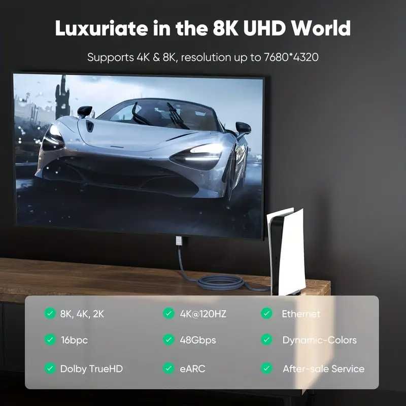 HDTV2.1*OPTIC 8К/60Hz 5мет. и 10мет. Кабел JUSTLINK* HDMI 2.1V 48Gbps!