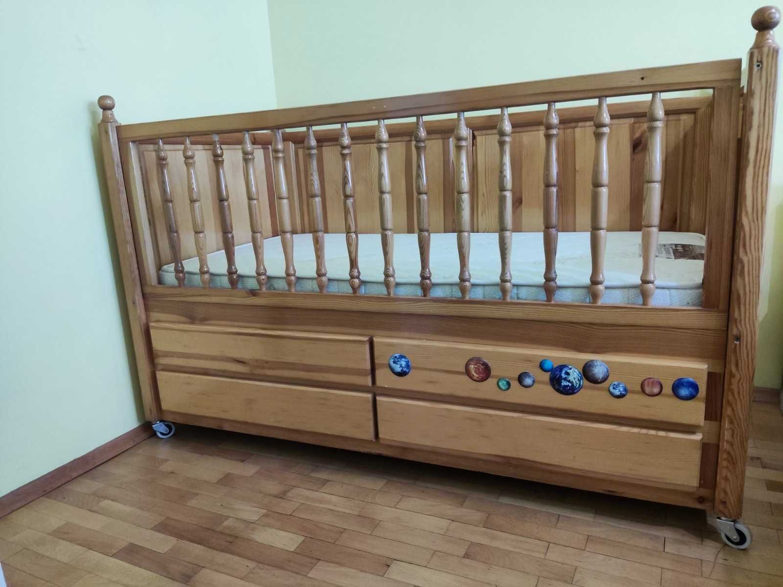 Детско дървено легло, масив, чам, кошара 140/70 + матрак magniflex