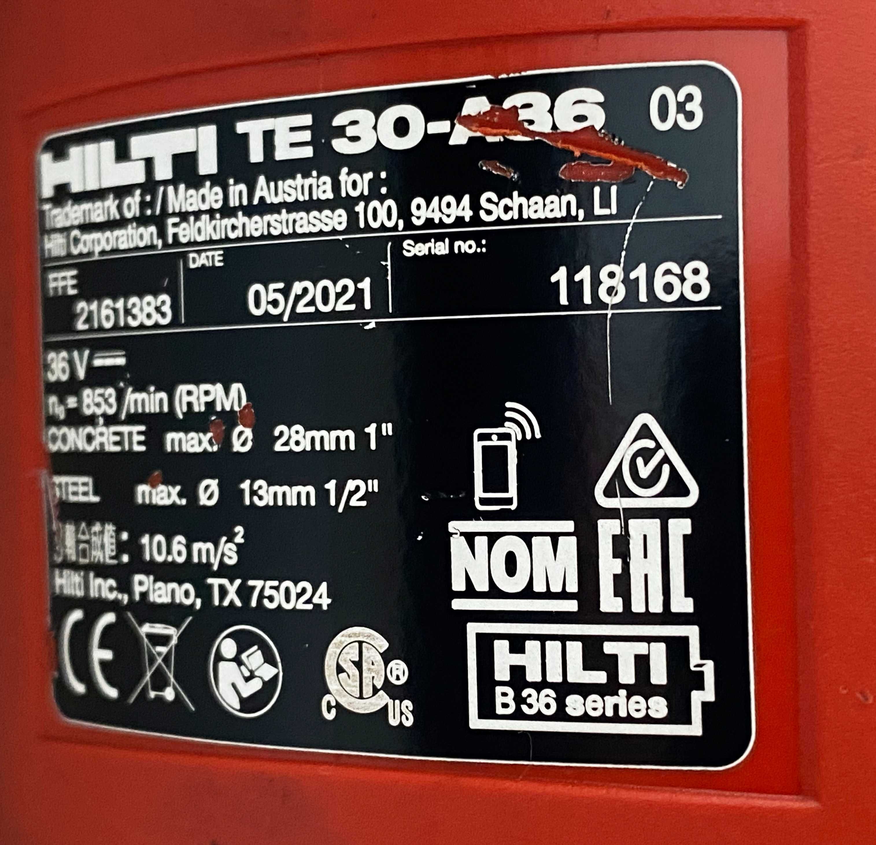 Hilti TE 30-A36 ATC/AVR - Безчетков акумулаторен перфоратор