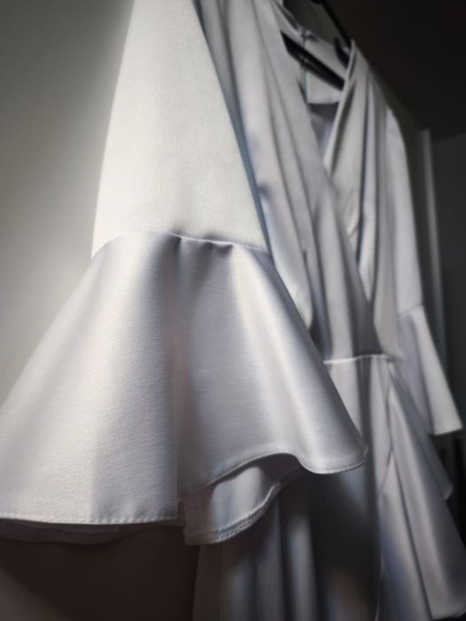 Rochie elegantă albă, din tafta, realizată la comandă - mărimea M (38)