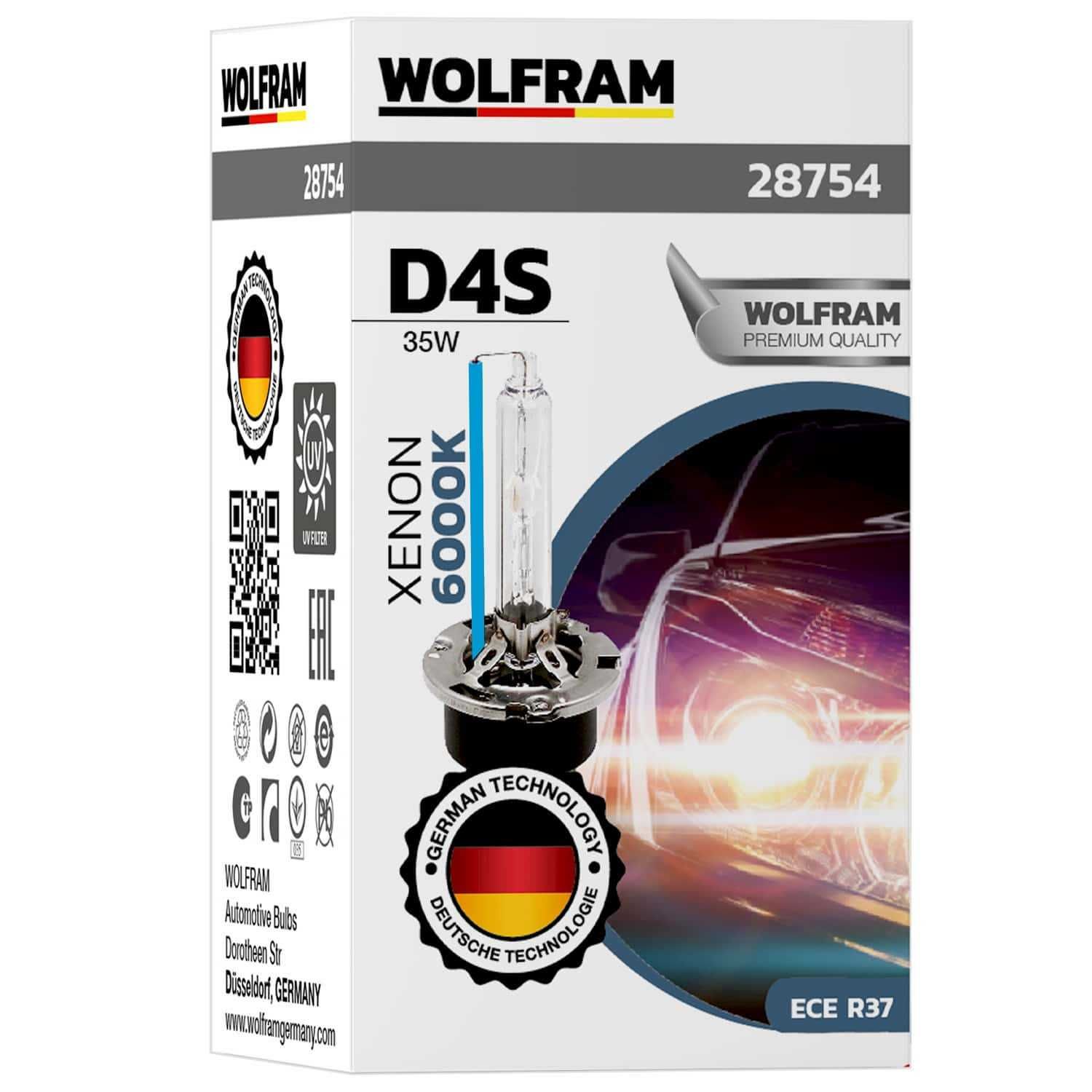 Bec xenon D1S D2S D3S D4S D2R D4R 4300K 6000K WOLFRAM Germany