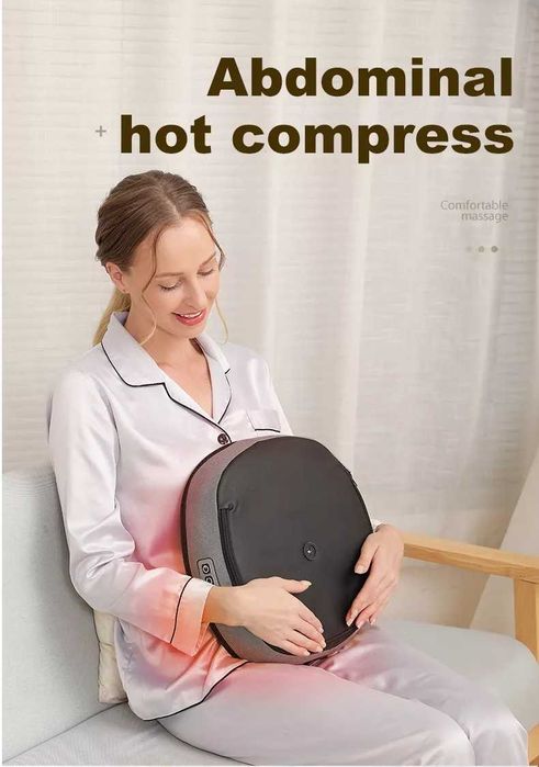 Aparat de Masaj Shiatsu Multifunctional, 3 Trepte, Incalzire, Gri/Crem