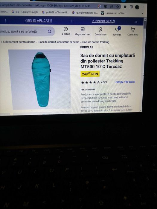 Sac de dormit Trekking MT500 10* C masura XL cu umplutura Poliester