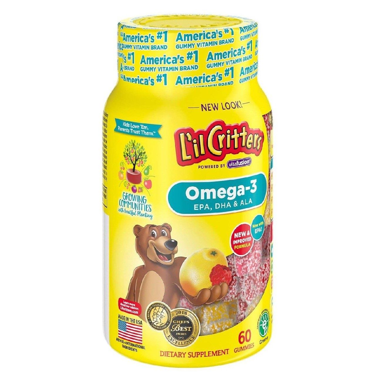 Lil Critters Omega-3 DHA, лимонад, жевательные таблетки, 60 шт.
