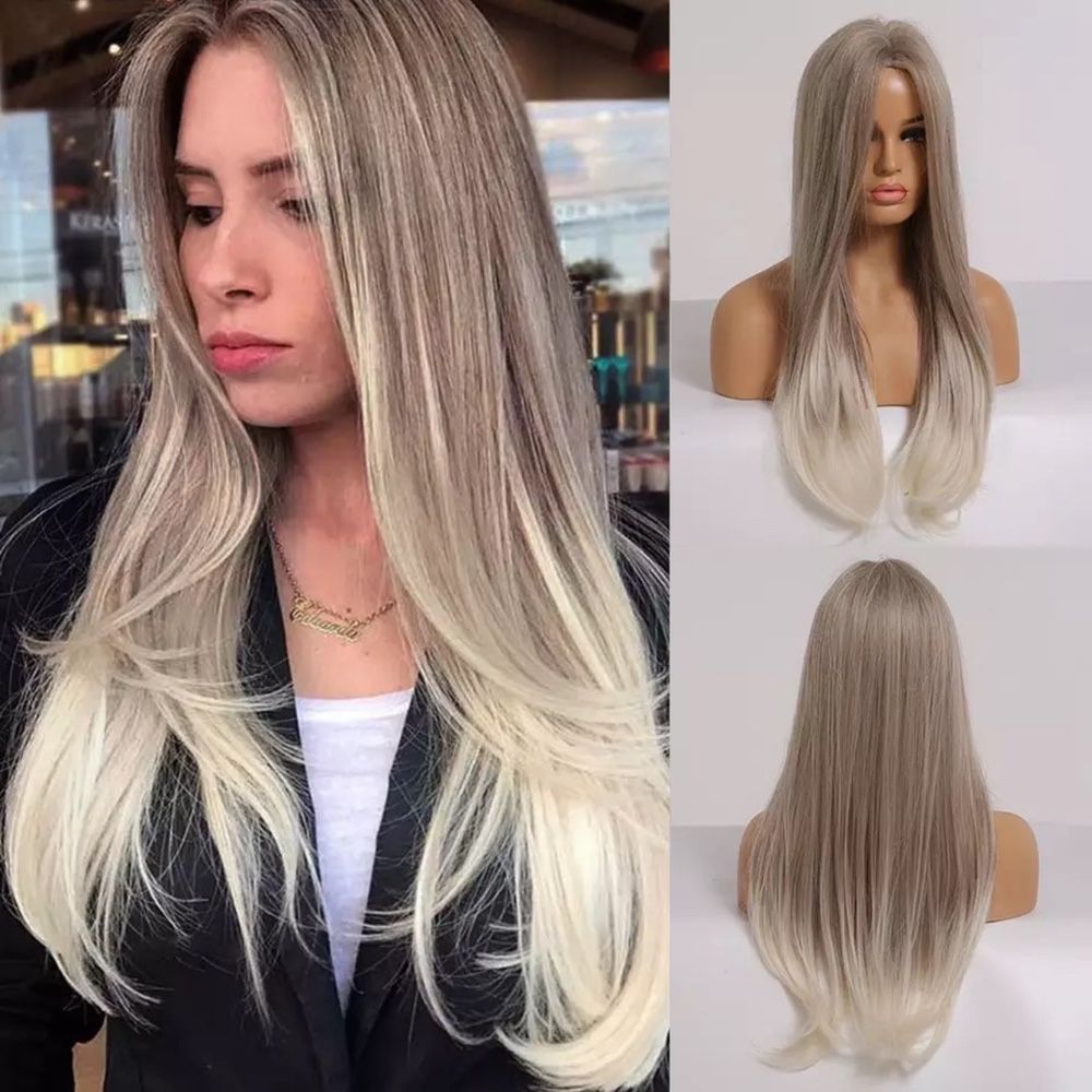 Peruca T95 Blonda Ombre Gri Silver Platinata blond platinat suvite