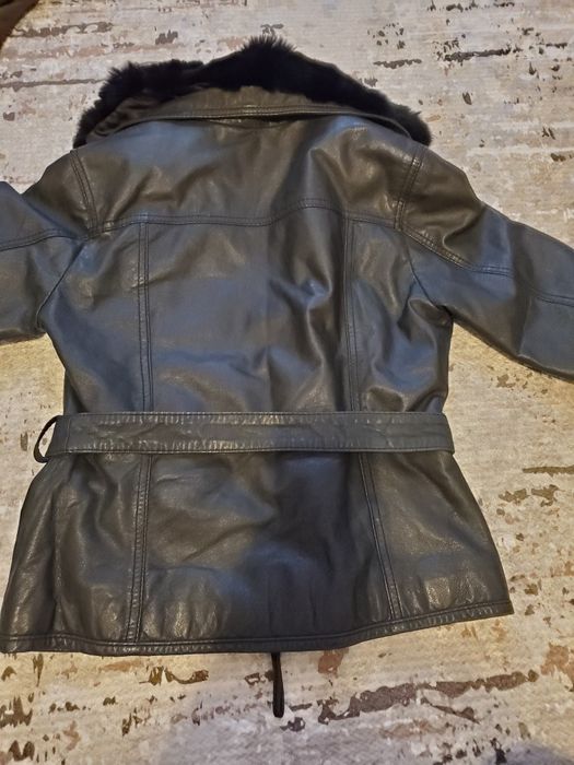 Geaca piele naturala guler blana naturala