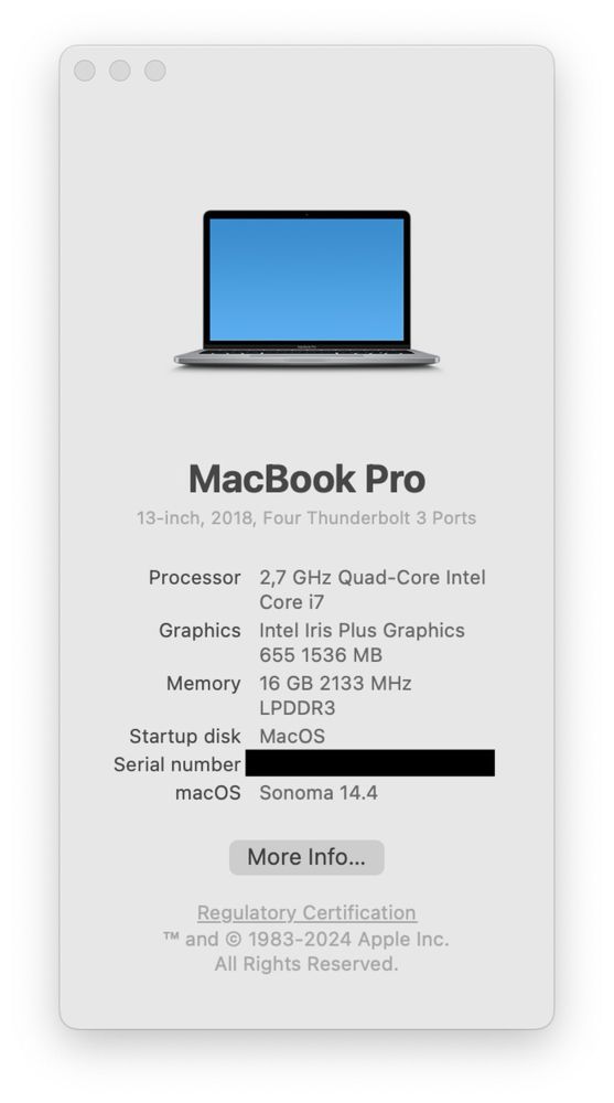 Apple MacBook Pro 2018 13 i7 16ram 512ssd