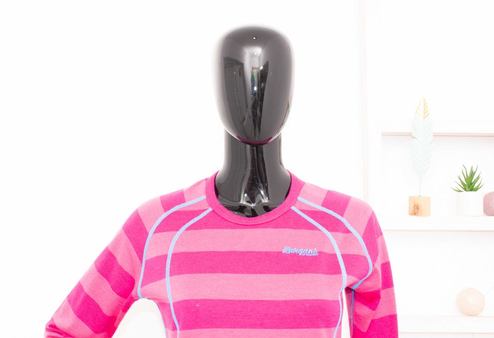 Bergans дамска блуза от мериносна вълна розово райе термо блуза L