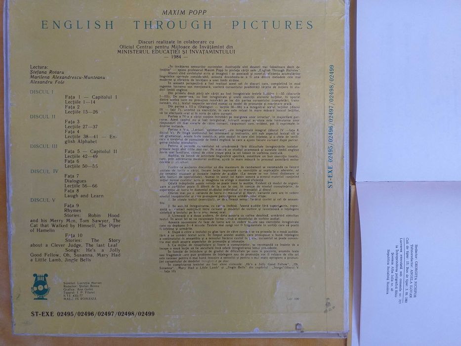 manual vechi curs limba engleza, franceza cu vinil discuri Electrecord