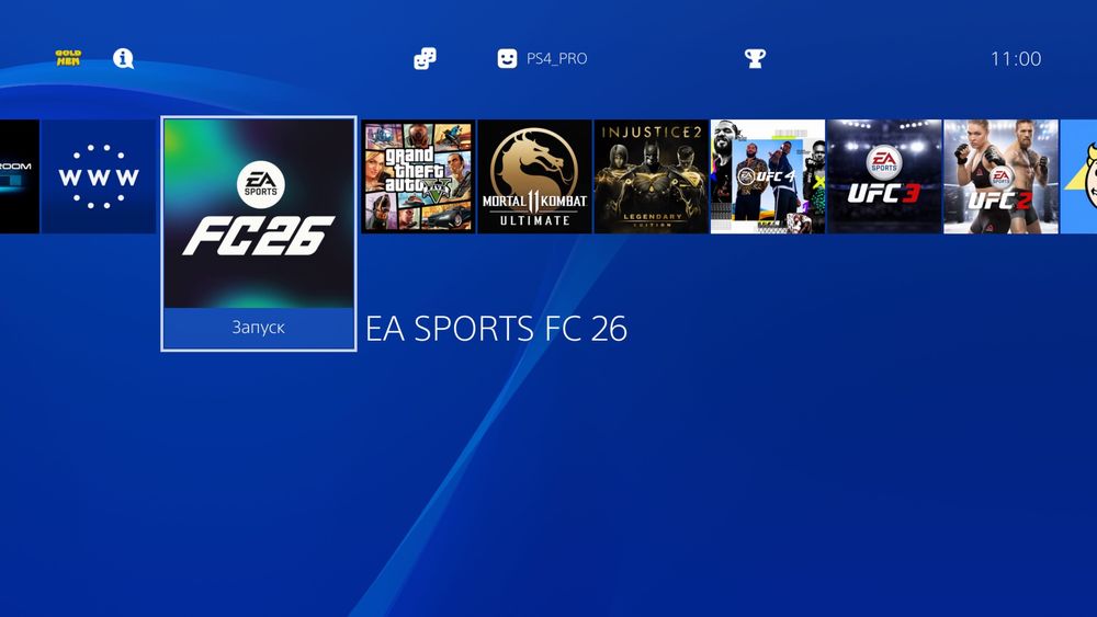 PS4 PRO (прошитая 9.00) — көп ойын / много игр — FC26 GTA5 MK11 UFC4