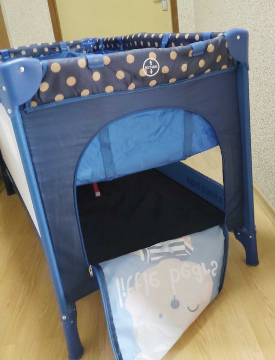 Сгъваема Бебешка кошара на две нива Kikka Boo Blue Bear + матрак