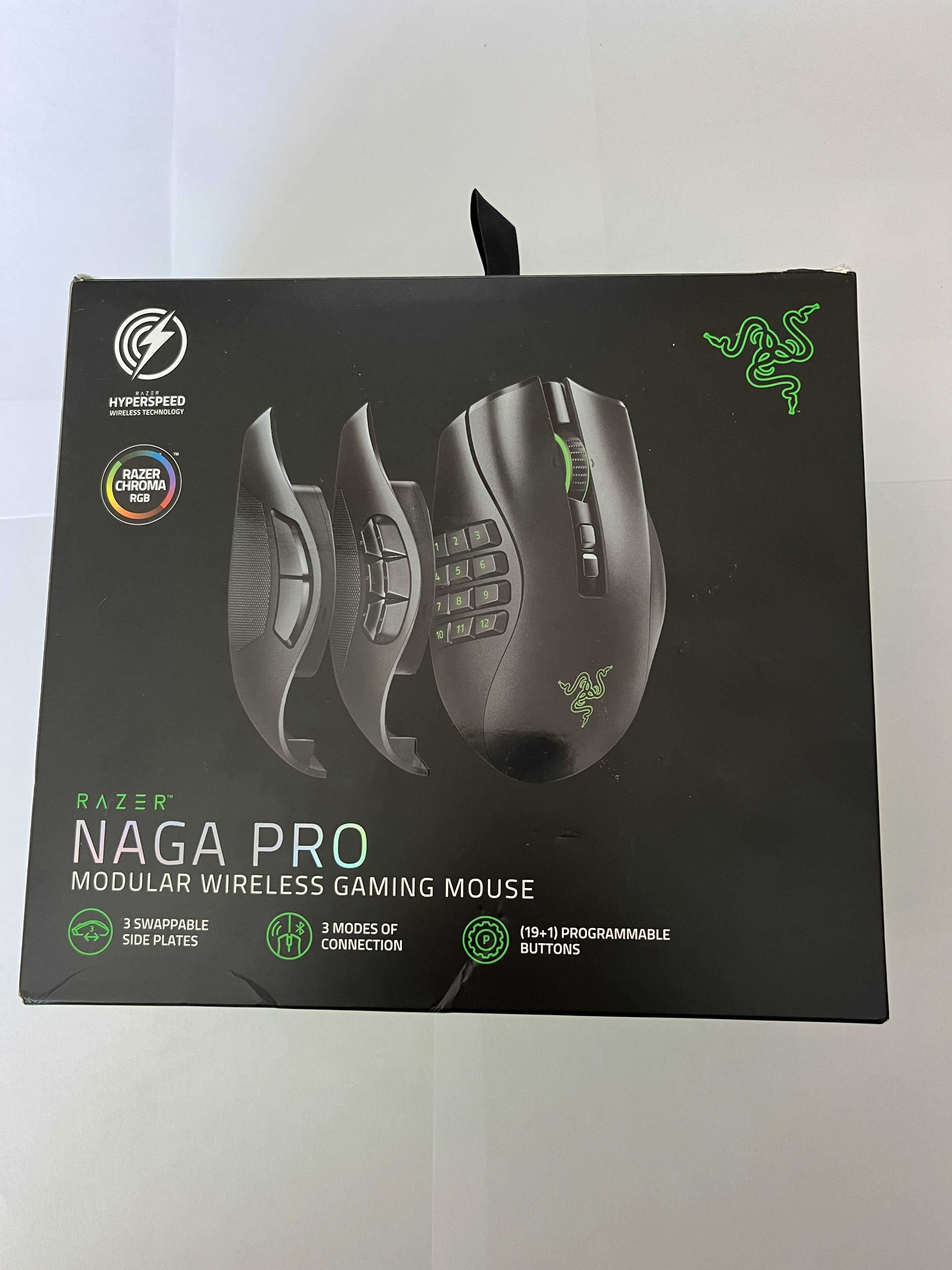 Гейминг мишка Razer - Naga Pro, оптична, безжична, черна