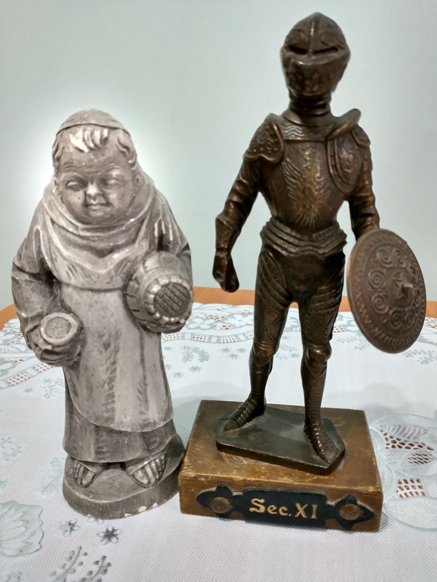 1 . Statueta calugar & statuetă cavaler din bronz masiv/ Altele
