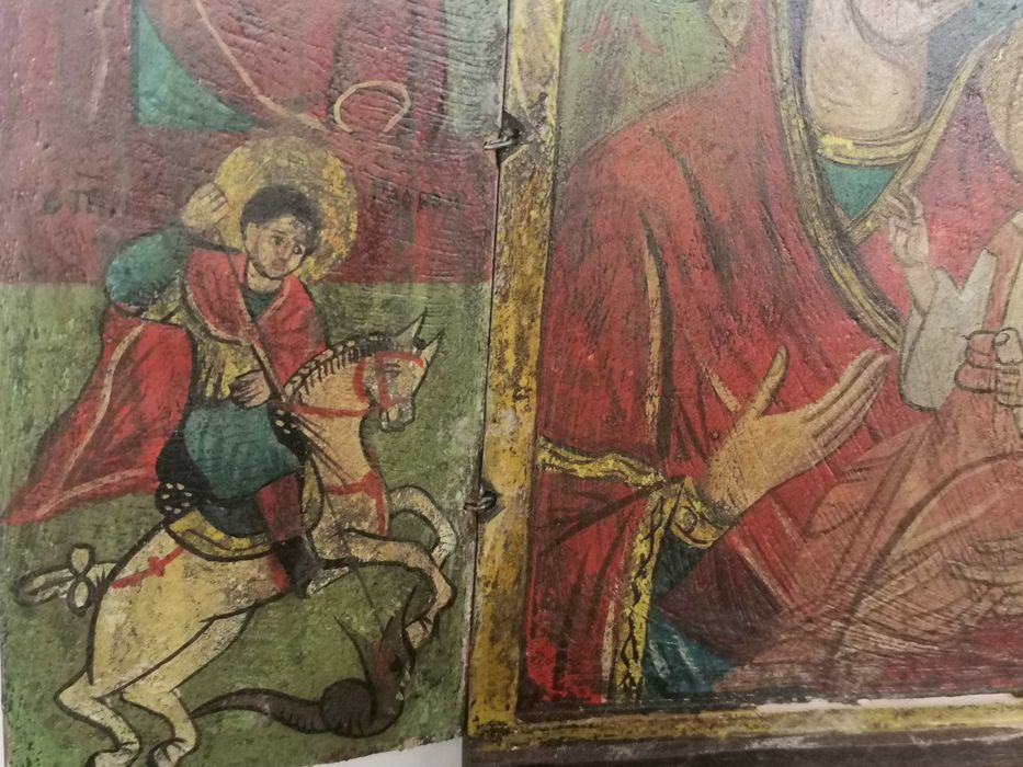 старинна икона триптих на 200 год.-19 век.-изключително добре запазена